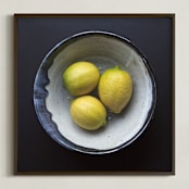 "Three Lemons" - Art Print in lemon juice by Deborah Chou - Framed