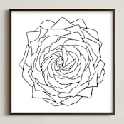 "Linear Rose Drawing" - Art Print in Black line by Kathy Van Torne - Framed