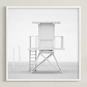 "Iconic Lifeguard tower" - Art Print in Neutral Grey by Kate Houlihan Photography - Framed