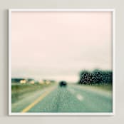 "Road and Rain #2" - Art Print in original blue/green by ALICIA BOCK - Framed