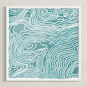 "Be. Here. Now." - Art Print in Ocean Blue by Ria Sharon - Framed