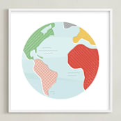"Wonderful World" - Art Print in retro rainbow by Jessie Steury - Framed