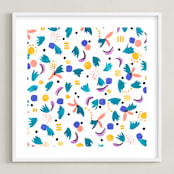 "Geometric plants" - Art Print in White by FERNANDA MARTINEZ - Framed