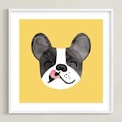 "Little Pup" - Art Print in Sunny Yellow by Tayler Mitchell - Framed