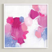 "Every Other Day" - Art Print in Pink Blue White by Julie Hawkins - Framed