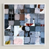 "Painted Quilt" - Art Print in light pink by Hadas Tal - Framed