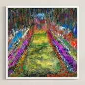 "Walk this way" - Art Print in Garden Magenta by Stuart Heir - Framed