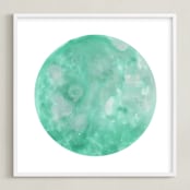 "Garden Moon" - Art Print in Garden Green by Emily Magone - Framed