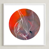 "Circular Lily" - Art Print in Tangerine by Nature Inspired - Framed