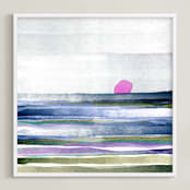 "New Horizon" - Art Print in Ocean Blues by Amy Moen - Framed