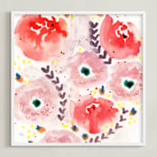 "Wildflower Bundle" - Art Print in Blush by Lindsay Megahed - Framed