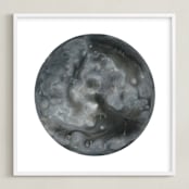 "Frosty Moon" - Art Print in Steel Grey by Emily Magone - Framed