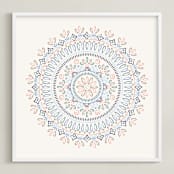 "Jardin Mandala" - Art Print in Cornflower by Amber Barkley - Framed