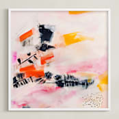 "Light As A Feather Abstract" - Art Print in Pink Cloud by Melanie Biehle - Framed