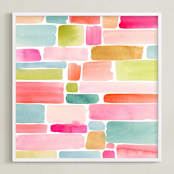 "Color Movement II" - Art Print in Coral by Yao Cheng Design - Framed