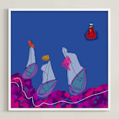 "The Race" - Art Print in Racing Blue by Stuart Heir - Framed