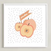 "Farmer's Market Peaches" - Art Print in Peaches and Cream by Kate Capone - Framed
