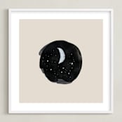 "Little Moon" - Art Print in Cream by Nancy Noreth - Framed