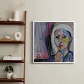"Looking At Her" - Art Print in Royal Blue by gloria blatt - In a Room
