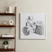 "Flashing Lights Vintage Camera" - Art Print in White & Black by Alexandrea Miller - In a Room