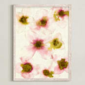"Diaphanous Petals" - Art Print in Chartreuse Green by Kara Kosaka - Framed