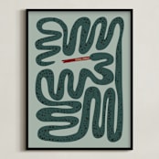 "Squiggly Snake" - Personalized Art Print in Cactus by Jenna Holcomb - Framed