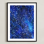 "Constellations" - Art Print in Deep blue by Alexandra Dzh - Framed