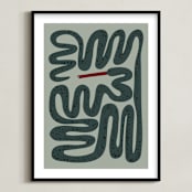 "Squiggly Snake" - Art Print in Cactus by Jenna Holcomb - Framed