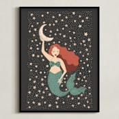 "Moonlight Mermaid" - Art Print in Nights Sky by Ash Sta. Teresa - Framed