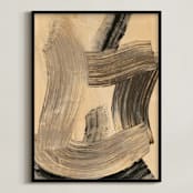 "Neutral Essence Series 2" - Art Print in Tan and Black by Angela Simeone - Framed