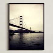 "Mysterious Golden Gate" - Art Print in Sepia Sky by Noonday Design - Framed