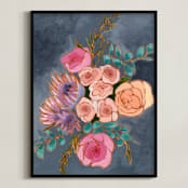 "A Bouquet for Kate floral" - Art Print in Pink by Jennifer Allevato - Framed