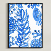 "floral" - Art Print in Vintage Blue by CAROLINA LEONI - Framed