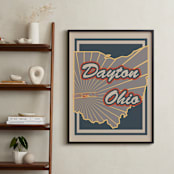 "Dayton Ohio" - Art Print in Vintage Blue by Nathan Poland - In a Room