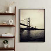 "Mysterious Golden Gate" - Art Print in Sepia Sky by Noonday Design - In a Room
