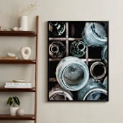 "Bottles II" - Art Print in Emerald Green by Debra Pruskowski - In a Room