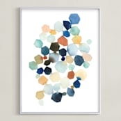 "Hexagon Cluster" - Art Print in Turquoise by Yao Cheng Design - Framed