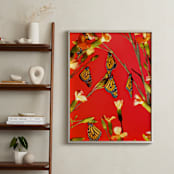 "Monarch Butterflies Sunset 2" - Art Print in Sunset Red by Elena Kulikova - In a Room