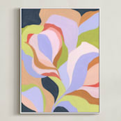 "Dancing Bloom" - Art Print in Lavender Blue by Eunmee Studio - Framed Canvas