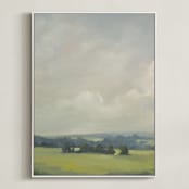 "Rosy Tomorrow I" - Art Print in Grey Blue by Stephanie Goos Johnson - Framed Canvas