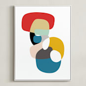 "Off the Coast On the Shore" - Art Print in Cerulean by Christina Flowers - Framed Canvas