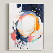"Light in dark" - Art Print in gold fever orange by Jihye Back Kim - Framed Canvas