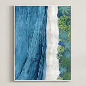 "Indigo Sea" - Art Print in Indigo Sea Blue by Denise Wong - Framed Canvas