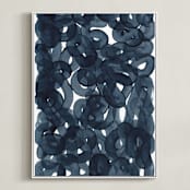 "Indigo Ink" - Art Print in Indigo by Erin McCluskey Wheeler - Framed Canvas