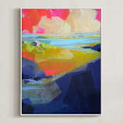 "Gone Coastal" - Art Print in Deep Blue by Jess Franks - Framed Canvas