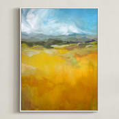 "Head for the Hills" - Art Print in Ochre by Jess Franks - Framed Canvas