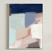 "Fit in" - Art Print in Navy by Yaling Hou Suzuki - Framed Canvas