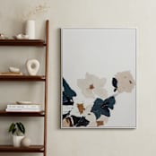 "Abstract Botanical Floral Diptych I" - Art Print in dark navy blue by Caryn Owen - In a Room