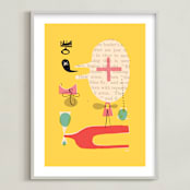 "Fun Games That Make You Laugh" - Art Print in Big Lemon by ERAY - Framed