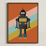 "Retro Robot" - Personalized Art Print in Pumpkin by Morgan Kendall - Framed